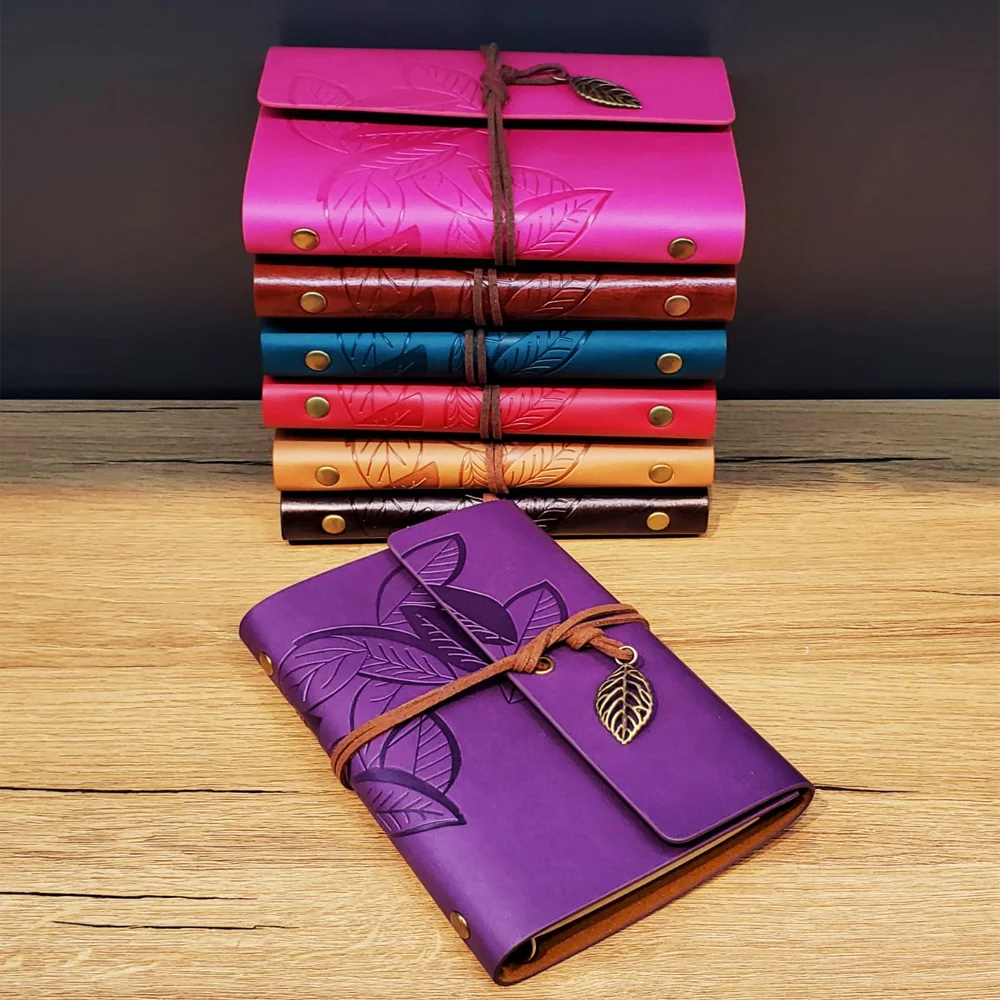 Toptan Yaprak Desenli Deri Defter